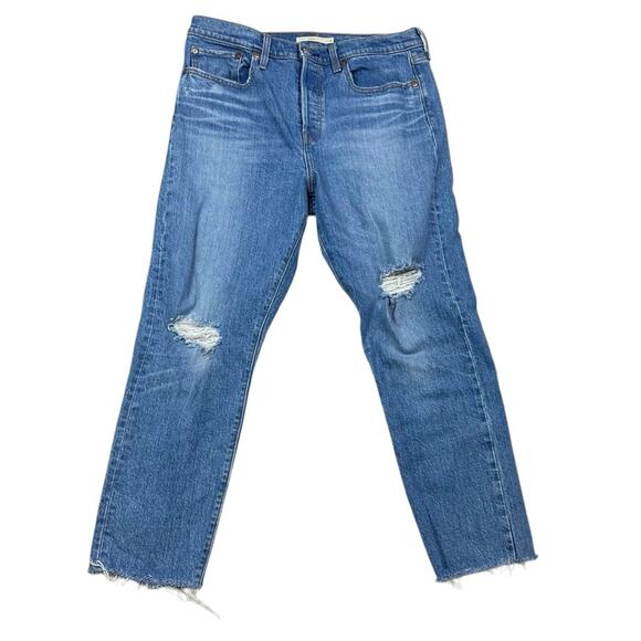 Levi’s Wedgie Distressed Denim Button Fly Jeans Size 31 - Picture 1 of 7
